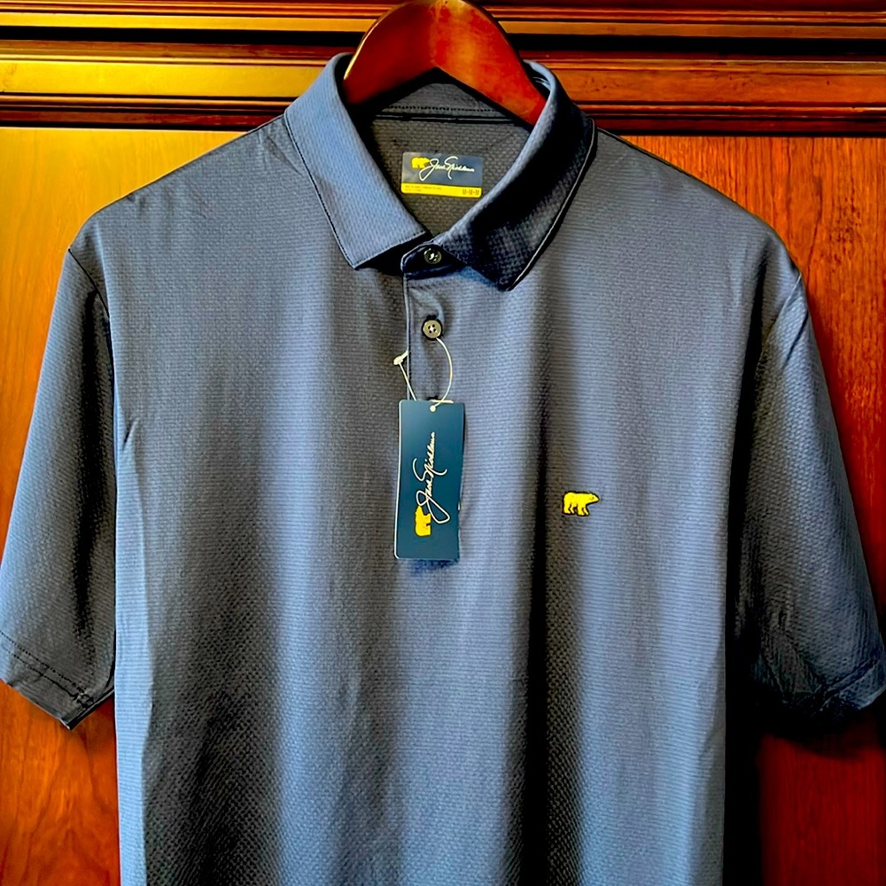New Jack Nicklaus Sun Protection UPF 40 Blue Stretch Moisture Wicking Golf Polo!